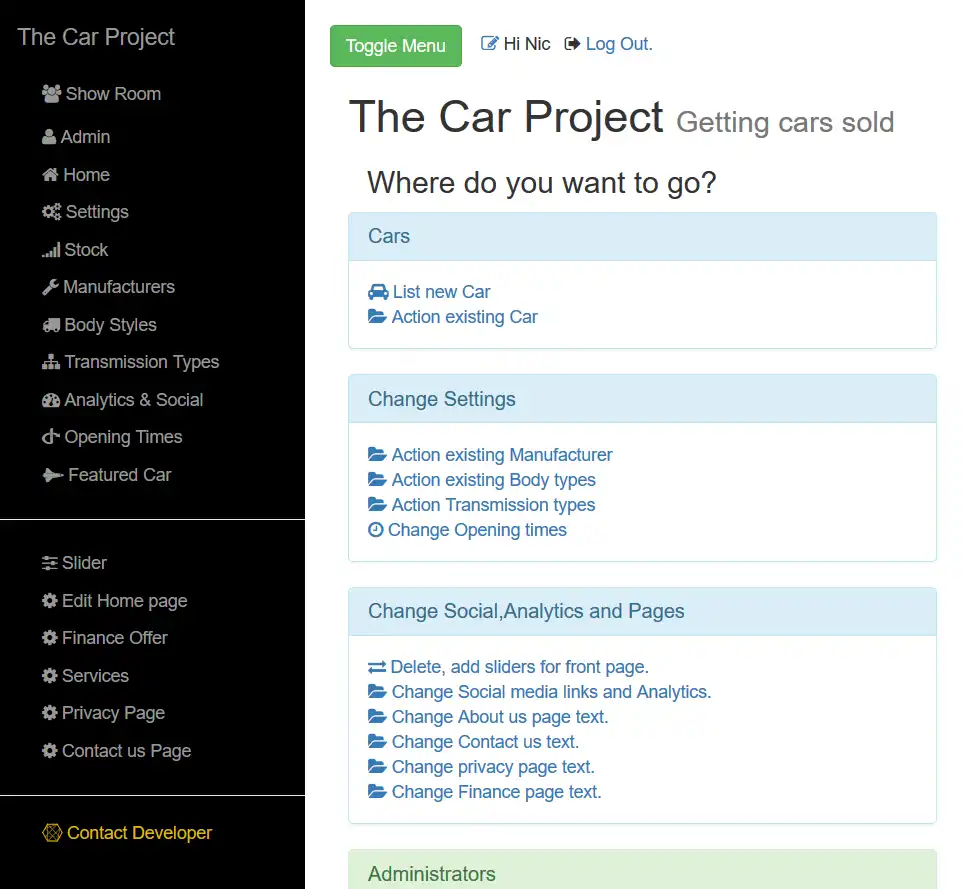 Web ツールまたは Web アプリ TheCarProject をダウンロードする