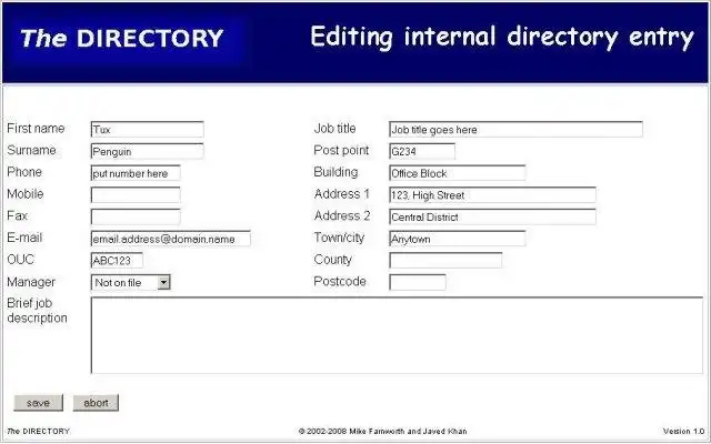 Download web tool or web app The DIRECTORY