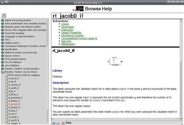 Unduh alat web atau aplikasi web Kotak Alat Robotika untuk Scilab/Scicos untuk dijalankan di Linux online