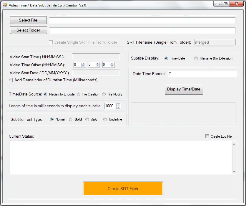 Download web tool or web app TimeDateSRTCreator