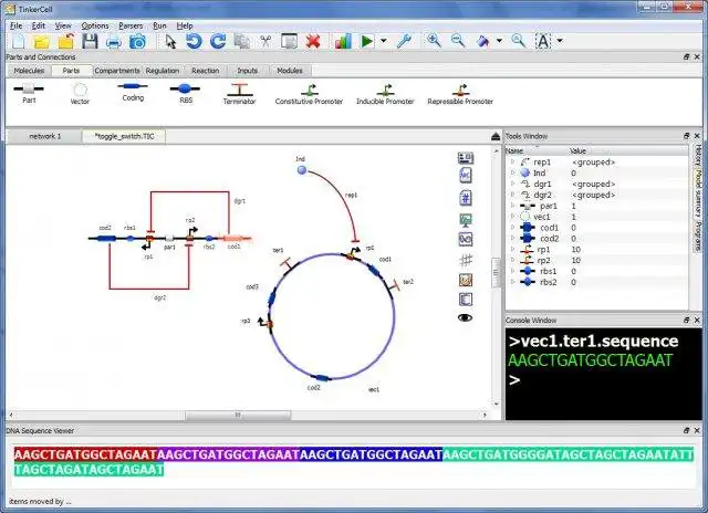 قم بتنزيل أداة الويب أو تطبيق الويب TinkerCell: CAD for Synthetic Biology للتشغيل في Linux عبر الإنترنت