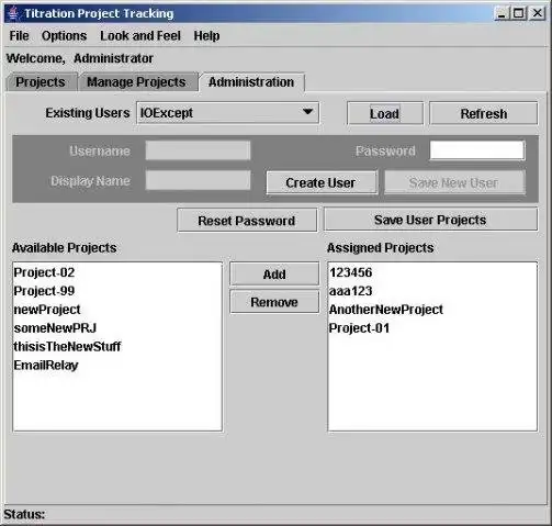 Download web tool or web app Titration: Project Tracking Application