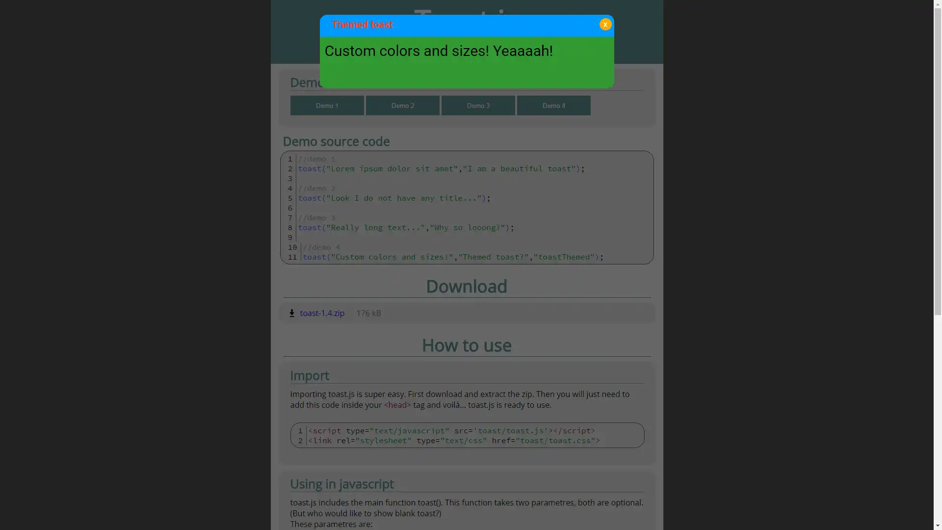 Download web tool or web app Toast.js