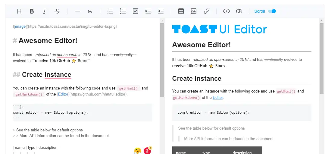 Download web tool or web app TOAST UI Editor