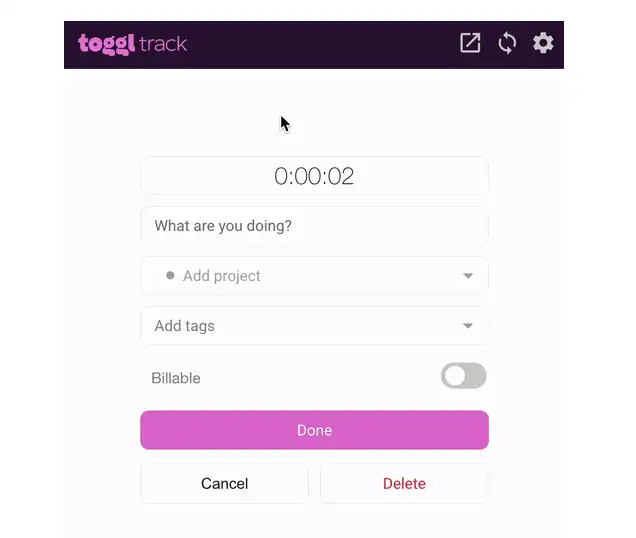 ດາວ​ໂຫຼດ​ເຄື່ອງ​ມື​ເວັບ​ໄຊ​ຕ​໌​ຫຼື app ເວັບ​ໄຊ​ຕ​໌ Toggl Track