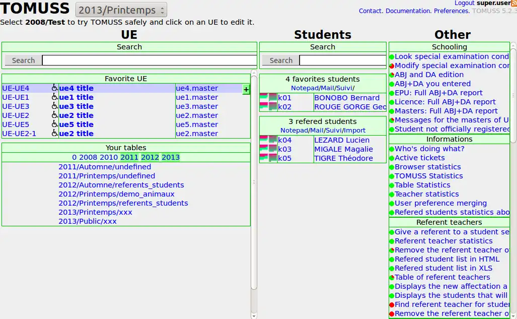 Download webtool of webapp TOMUSS