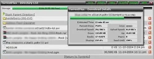 Web aracını veya web uygulamasını indirin TorrentFlux - PHP Torrent İstemcisi