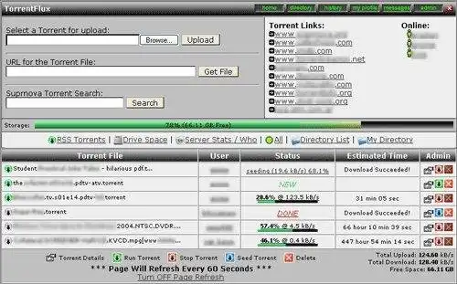 웹 도구 또는 웹 앱 다운로드 TorrentFlux - PHP Torrent Client