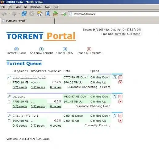 Muat turun alat web atau aplikasi web Torrent Portal