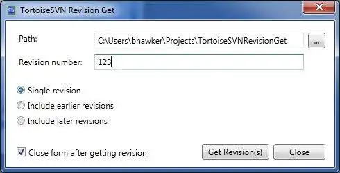 Download web tool or web app TortoiseSVN Revision Get
