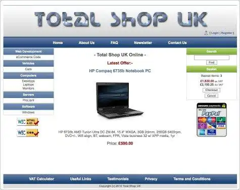 Mag-download ng web tool o web app Total Shop UK eCommerce