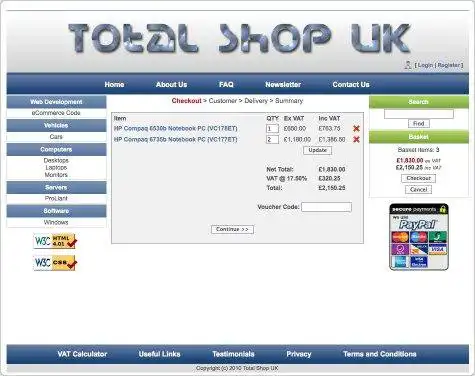 Mag-download ng web tool o web app Total Shop UK eCommerce