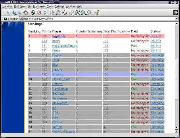 Download web tool or web app Tournament Tracker to run in Linux online