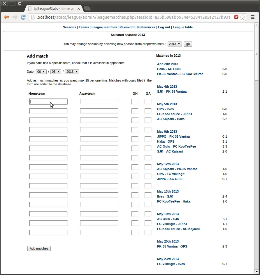 Téléchargez l'outil Web ou l'application Web tplLeagueStats