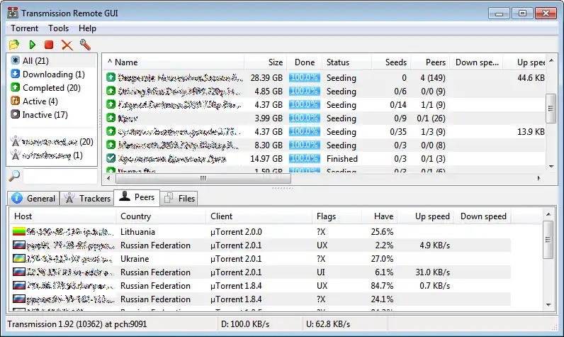 Mag-download ng web tool o web app Transmission Remote GUI