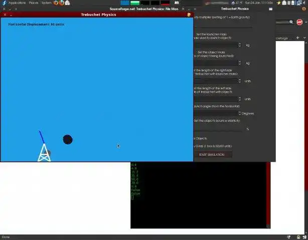 Web ツールまたは Web アプリ Trebuchet Physics をダウンロードして、オンライン Linux 上でオンライン Windows で実行します