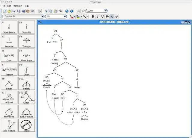 Téléchargez l'outil Web ou l'application Web TreeForm Syntax Tree Drawing Software à exécuter sous Linux en ligne