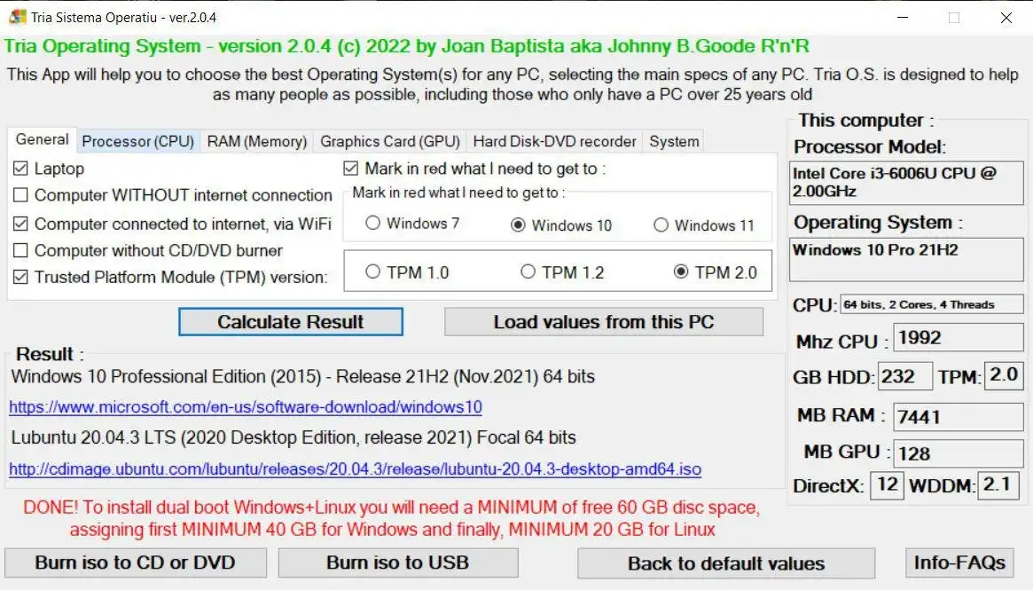 Download web tool or web app Tria Sistema Operatiu