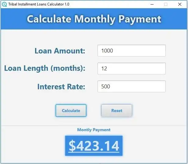 دانلود ابزار وب یا برنامه وب Tribal Install Loans Calculator