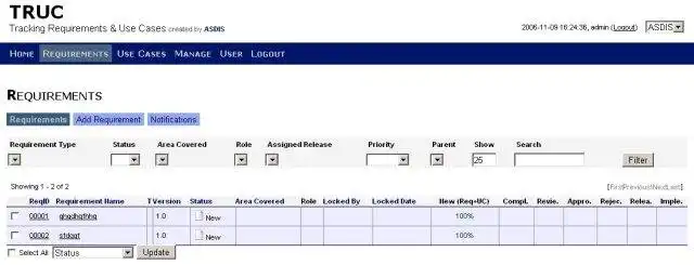 Download web tool or web app TRUC - Tracking Requirements  Use Cases