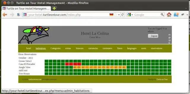 Загрузите веб-инструмент или веб-приложение Turtleontour Hotelmanager