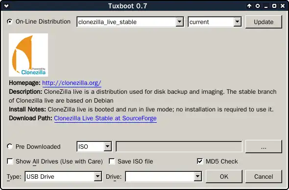 Загрузите веб-инструмент или веб-приложение tuxboot