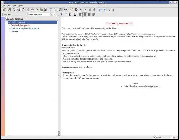 Mag-download ng web tool o web app Tuxcards: Notes software para sa Linux