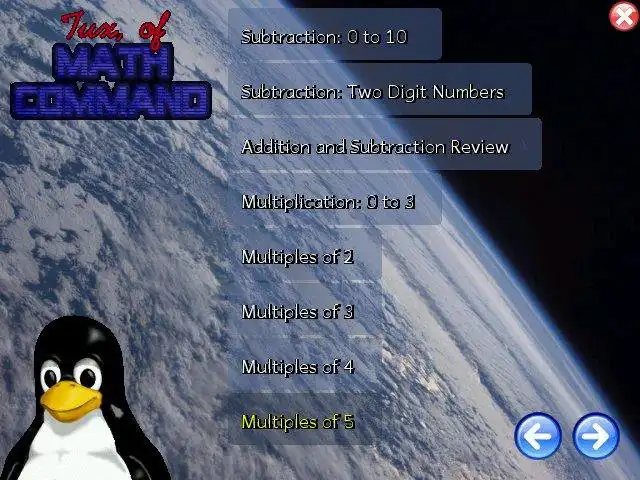 Pobierz narzędzie internetowe lub aplikację internetową Tux of Math Command do uruchomienia w systemie Linux online