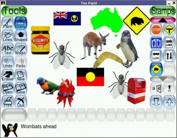 Download web tool or web app Tuxpaint Stamps for Australian Schools