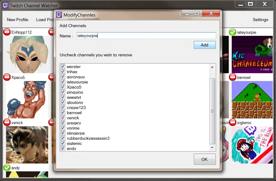 Unduh alat web atau aplikasi web Twitch Channel Watcher untuk dijalankan di Linux online