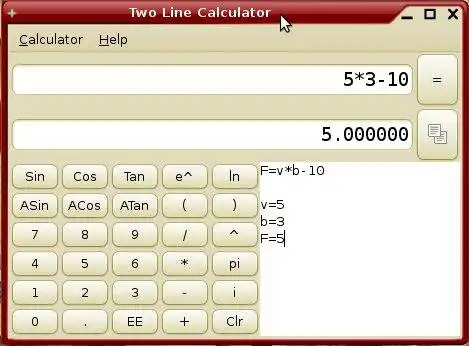 Descargue la herramienta web o la aplicación web Two Line Calculator para ejecutar en Linux en línea