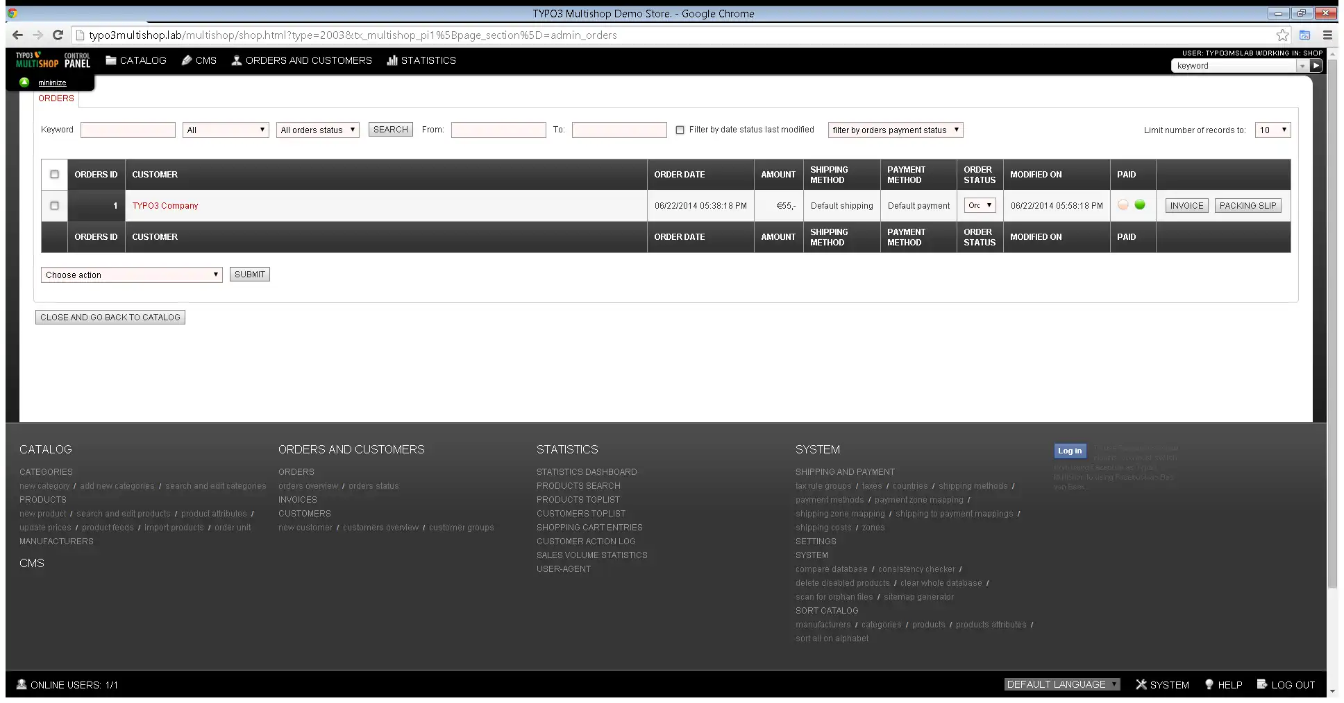 Download web tool or web app TYPO3 Multishop