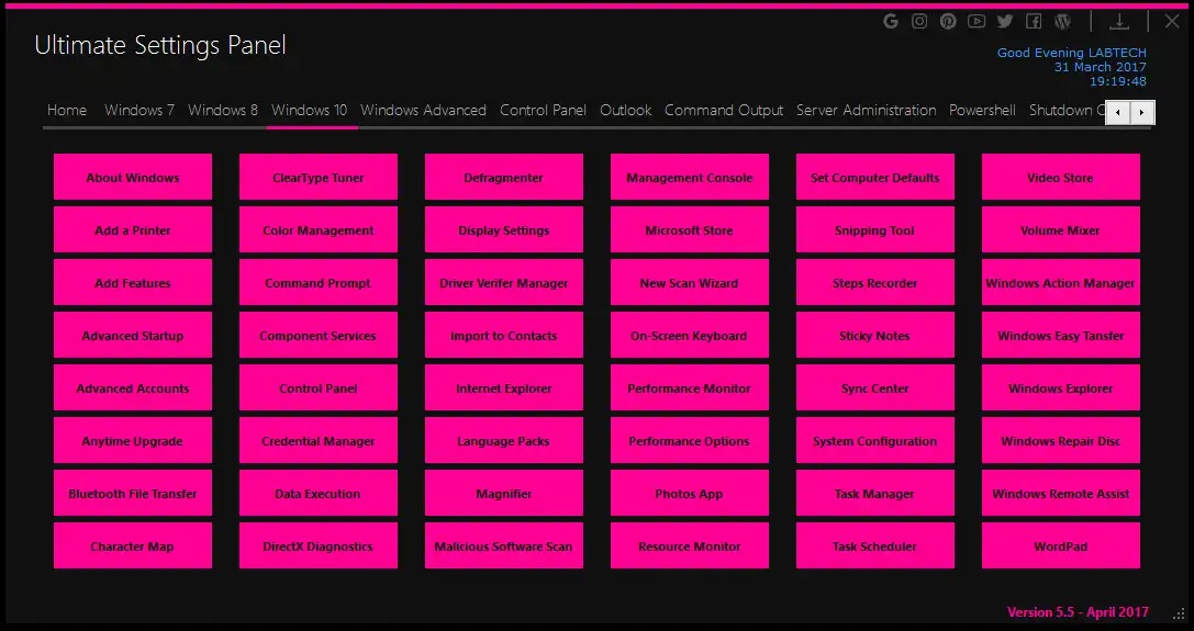 Descargue la herramienta web o la aplicación web Ultimate Settings Panel