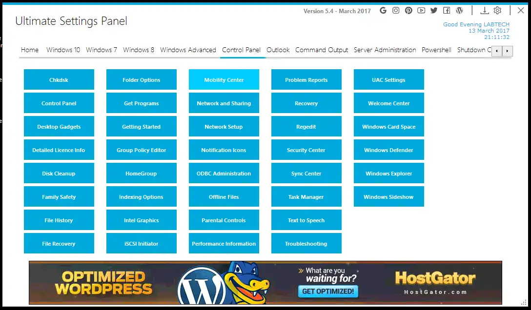 Download web tool or web app Ultimate Settings Panel