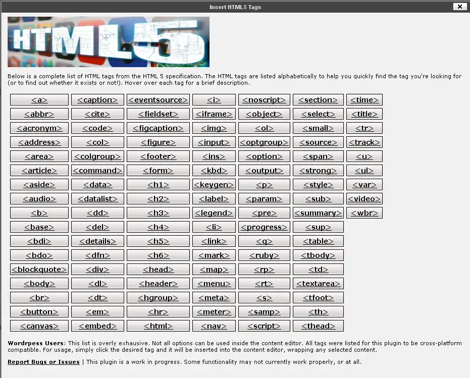Завантажте веб-інструмент або веб-програму Ultimate Tinymce Advanced HTML5 Tags