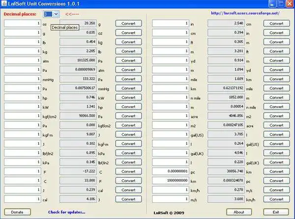 Download de webtool of webapp Unit Conversions 1.0.2 om online in Windows via Linux online te draaien