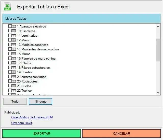 下载 Web 工具或 Web 应用程序 Universo BIM Tablas