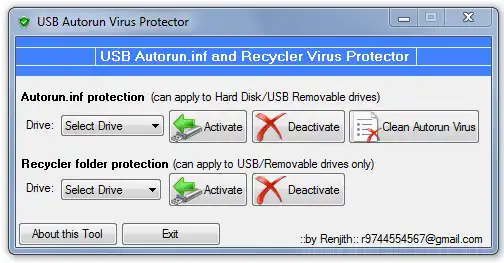 Download web tool or web app USB Autorun Virus Protector