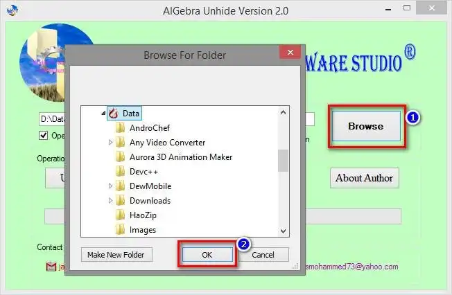 Muat turun alat web atau apl web USB Unhide AlGebra USB dan Folder Unhide