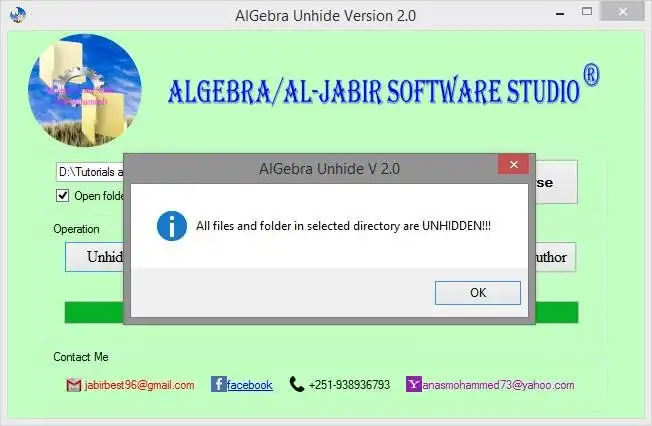 Descargue la herramienta web o la aplicación web USB Unhide AlGebra USB and Folder Unhide
