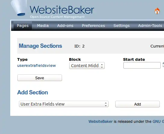 تنزيل أداة الويب أو تطبيق الويب وحدة الحقول الإضافية للمستخدم WebsiteBaker