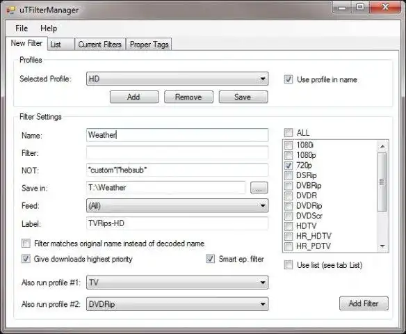 Download de webtool of webapp uTFilterManager