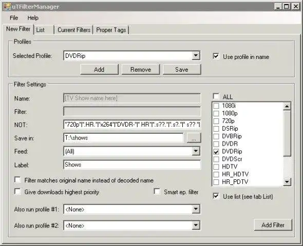 Download web tool or web app uTFilterManager