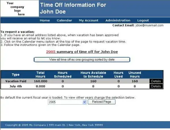 Download web tool or web app vacation scheduler