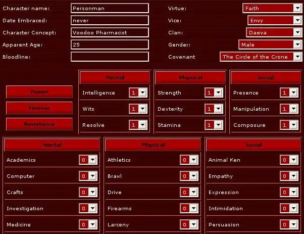 Download web tool or web app VampMan:  V:tR Character Manager