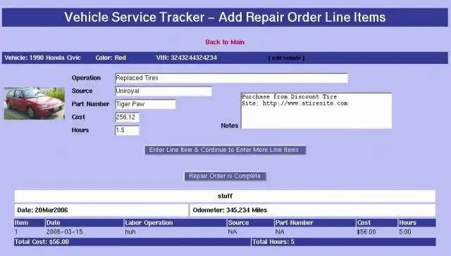 Download de webtool of webapp Vehicle Service Tracker