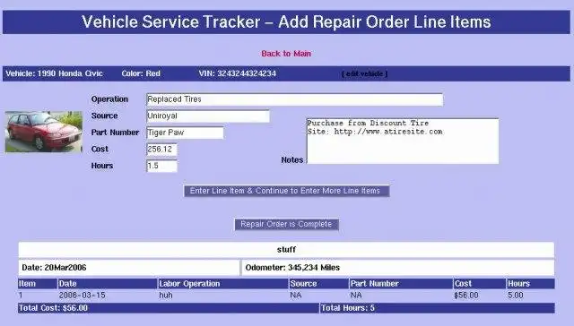 Download web tool or web app Vehicle Service Tracker