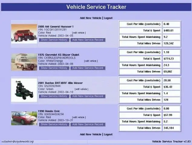 Download web tool or web app Vehicle Service Tracker