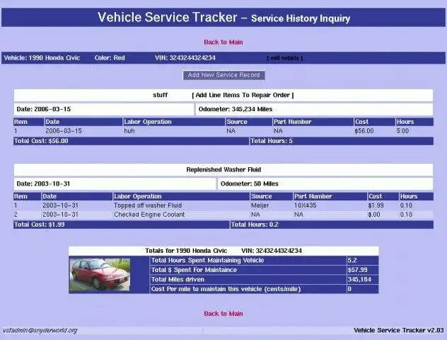 Завантажте веб-інструмент або веб-програму Vehicle Service Tracker