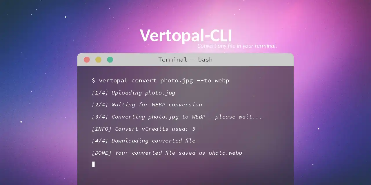 ابزار وب یا برنامه وب Vertopal CLI را دانلود کنید